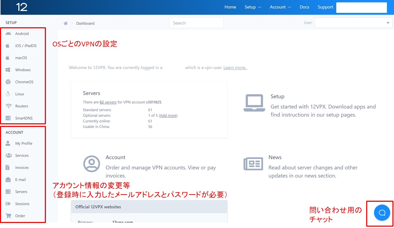 12vpnログイン後の画面