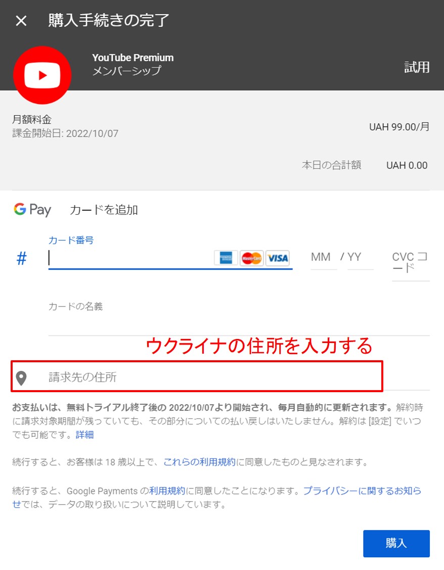 ウクライナでYoutube Premiumを契約する